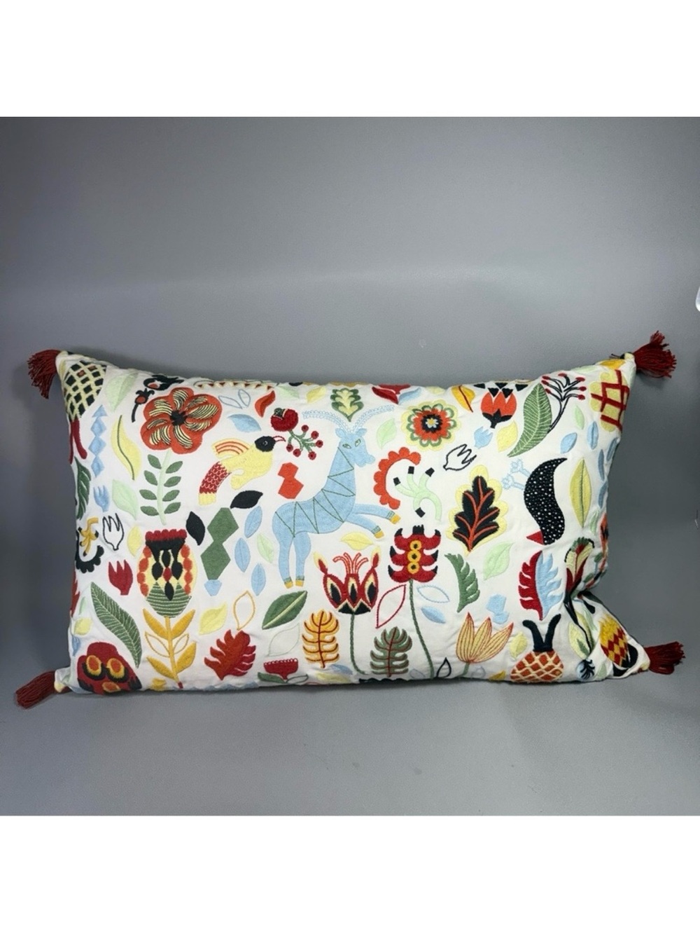 IKEA Rodarv Embroidered Decorative Throw Pillow Cover 16x26